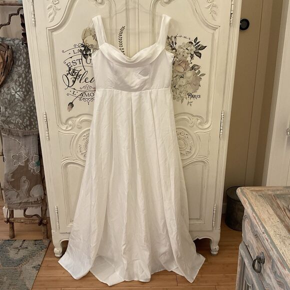 LULUS Extraordinary Vow Dress Women's XL White Maxi Wedding Pockets NWOT - Picture 6 of 12